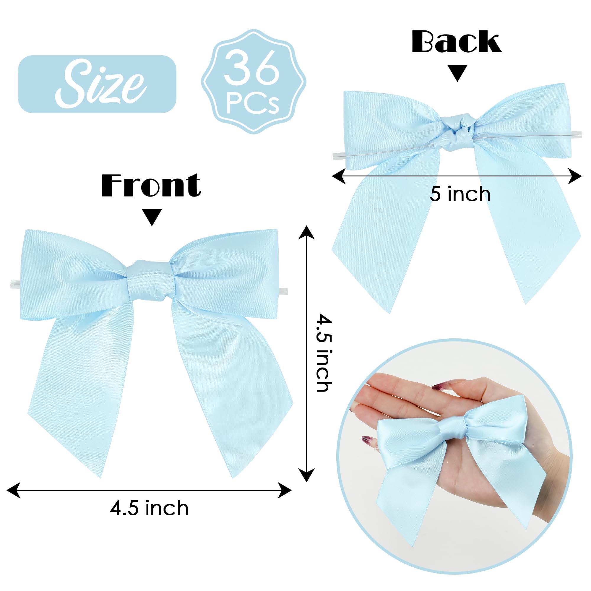 AIMUDI AIMUDI Blue Bows for Baby Shower 4.5\" Pre-Tied Baby Blue Bows with Twist Ties Light Blue Ribbon Bows for Crafts Premade Bows for Gift Wrap Christmas Tree Wedding Decor Gender Reveal Party - 36 PCs