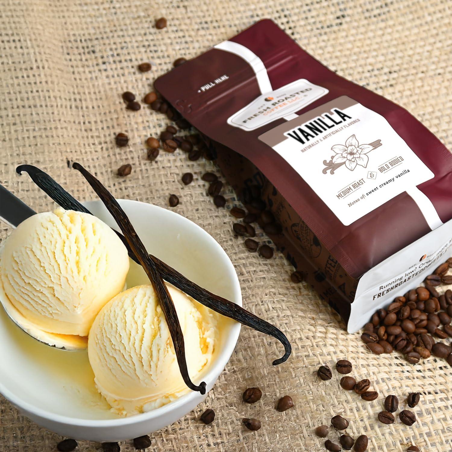 Fresh Roasted Coffee Fresh Roasted Coffee, Vanilla Flavored Coffee, 12 oz, Medium Roast, Kosher, Ground