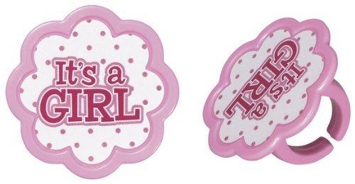 DecoPac It's a Girl Pink Baby Shower Cupcake Rings - (24-Pack)