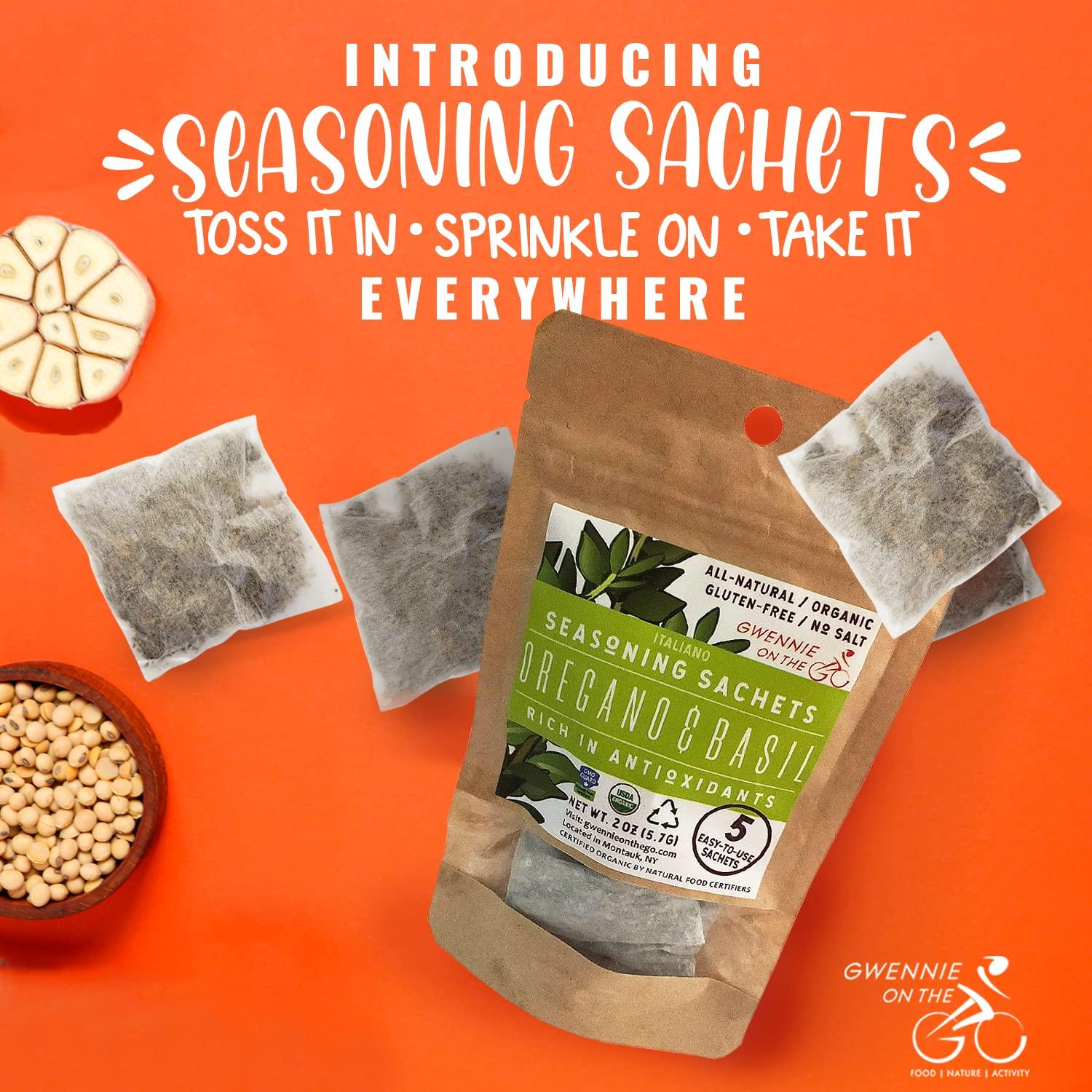 Gwennie on the GO Gwennie on the GO – Seasoning Sachets | Oregano & Basil | Certified Organic | Gluten- Free | Resealable Pouch | Seasoning Mix Packets for Soups & Sauces | 2 Pack | 2oz