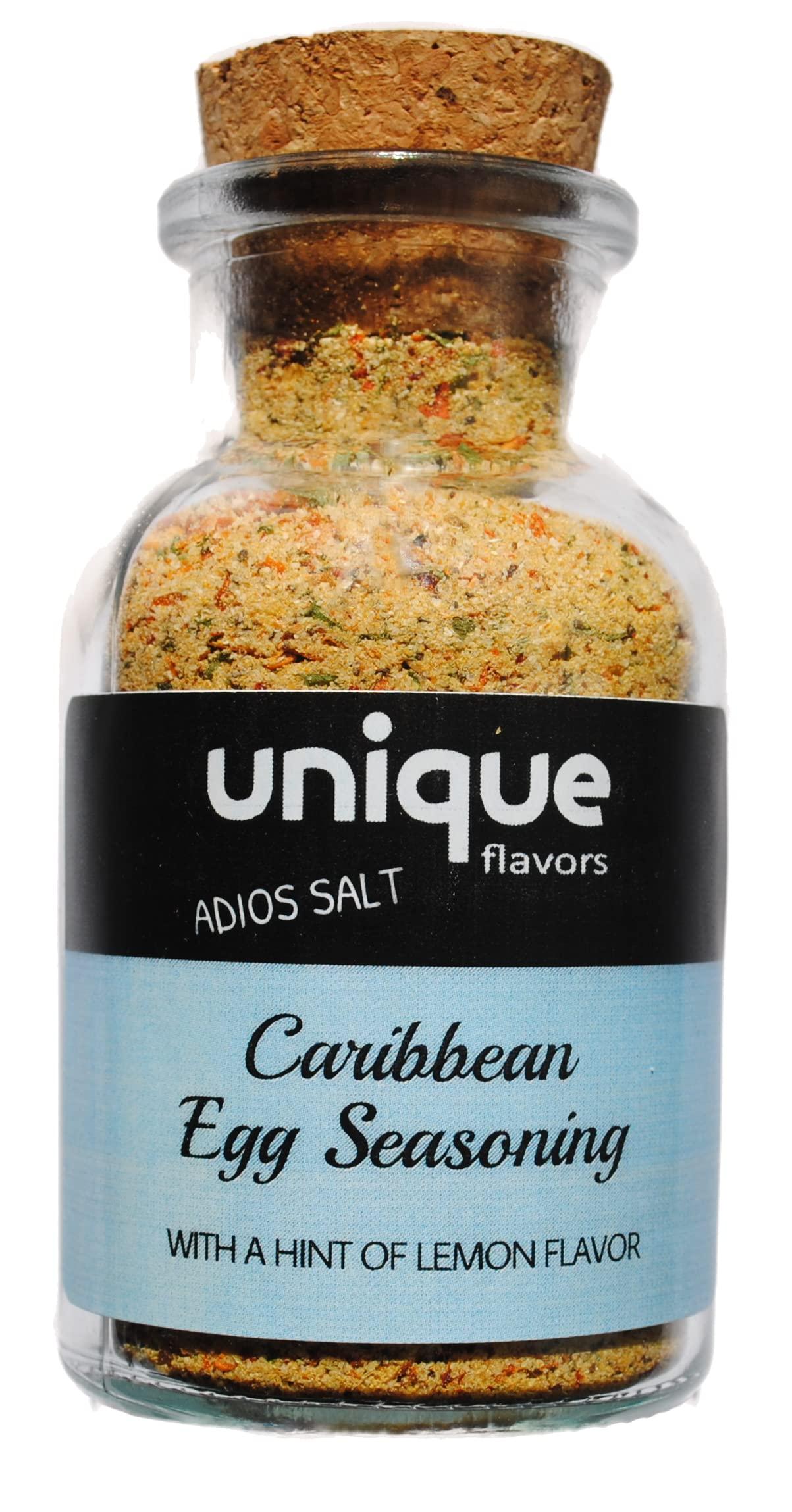 Unique Flavors NO SALT Caribbean Egg Seasoning For Scrambled Eggs Or Omeletts 3 oz Glass Bottle - Unique Flavors
