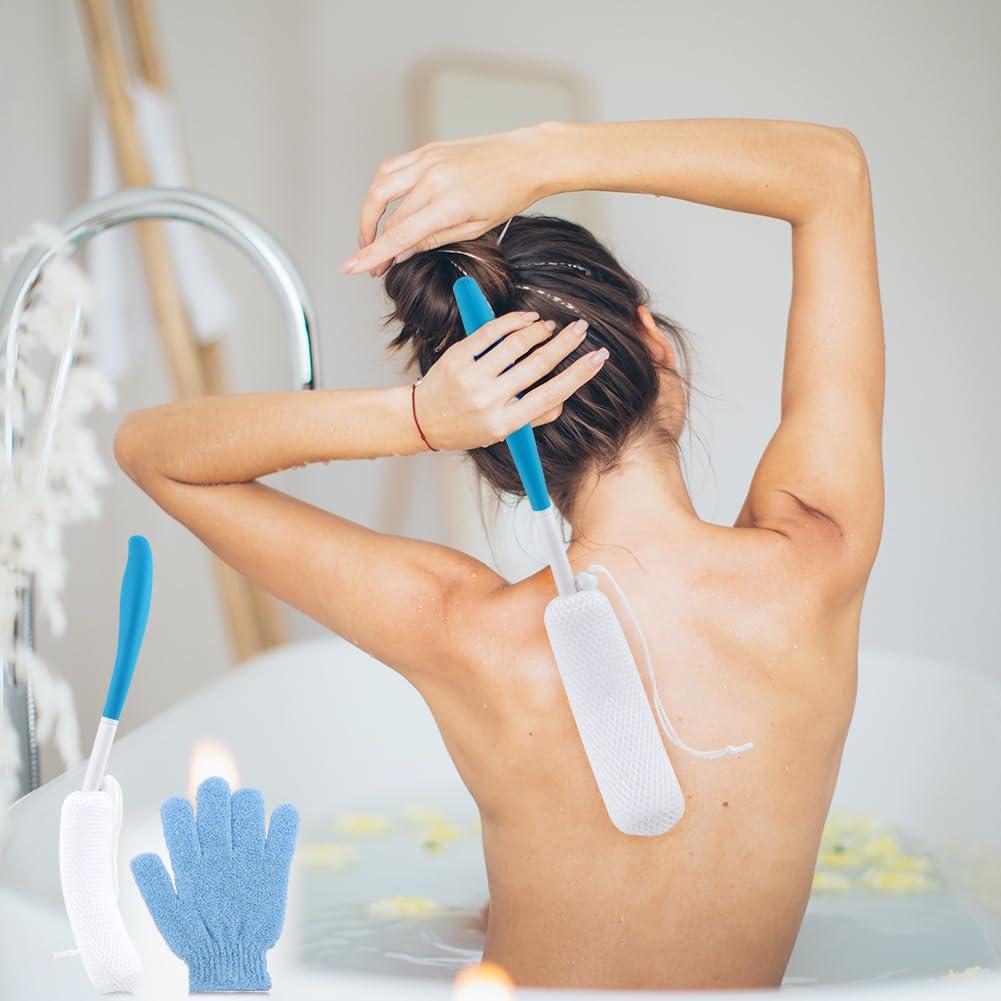 Zenquark Zenquark Toilet Aids Set for Wiping - Long Handle Butt Wiper for Elderly, Bottom Buddy Wiping Aid Bathroom Tools for Pregnant and Physically Challenged (4PCS Personal Hygiene Kit)(Blue)