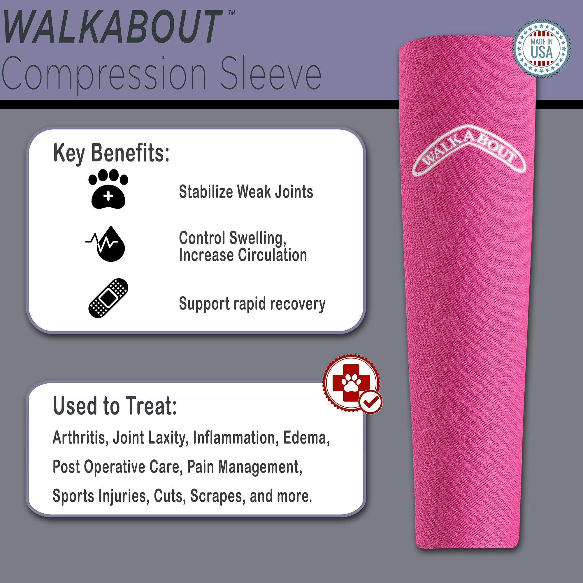 Canine Compression Sleeve WALKABOUT Compression Sleeve for Dogs, Canine Leg Brace to Heal Wounds, Hygromas, Treat Arthritis and Injury with 360 Support Sleeve for Pain Relief, and Elbow Pad Protection