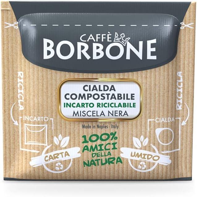 Caffè Borbone Caffe Borbone Espresso Paper Pods, Black Blend, Intense and Robust, Medium Roast ESE Pods, Authentic Italian Espresso - 50 Count