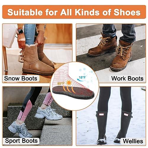 LARGERED LARGERED 2 Pairs Sheepskin Insoles 17MM Thick Winter Warm Wool Insole, Fluffy Fleece Inserts Lambswool Replacement Soles for Men and Women Boots Shoes Slippers Cream+Grey EU44/11US