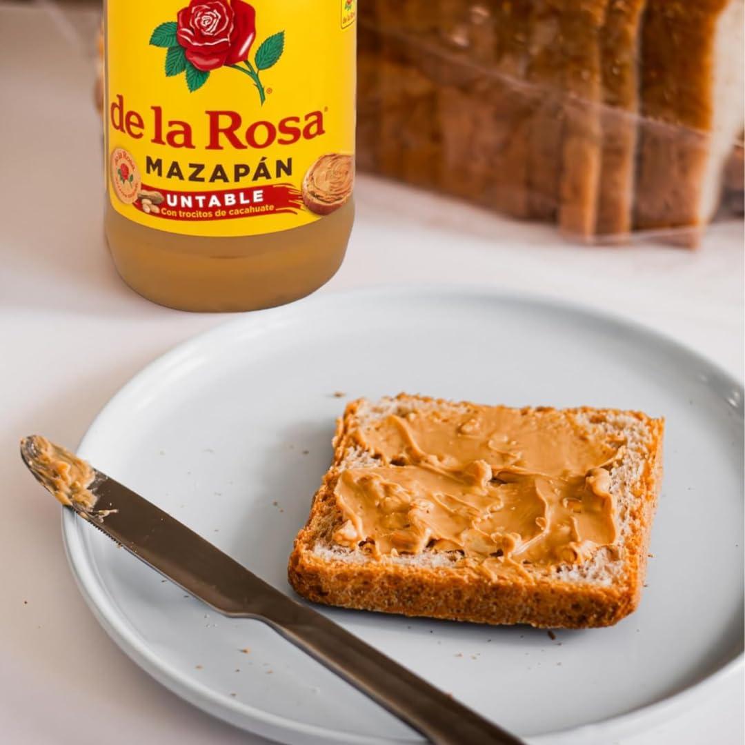 HAKOCO De La Rosa Mazapan Untable Sweet Peanut Spread, Mazapn Dulce Cacahuate Con Trocitos Cacahuate 400g (Pack of 2)