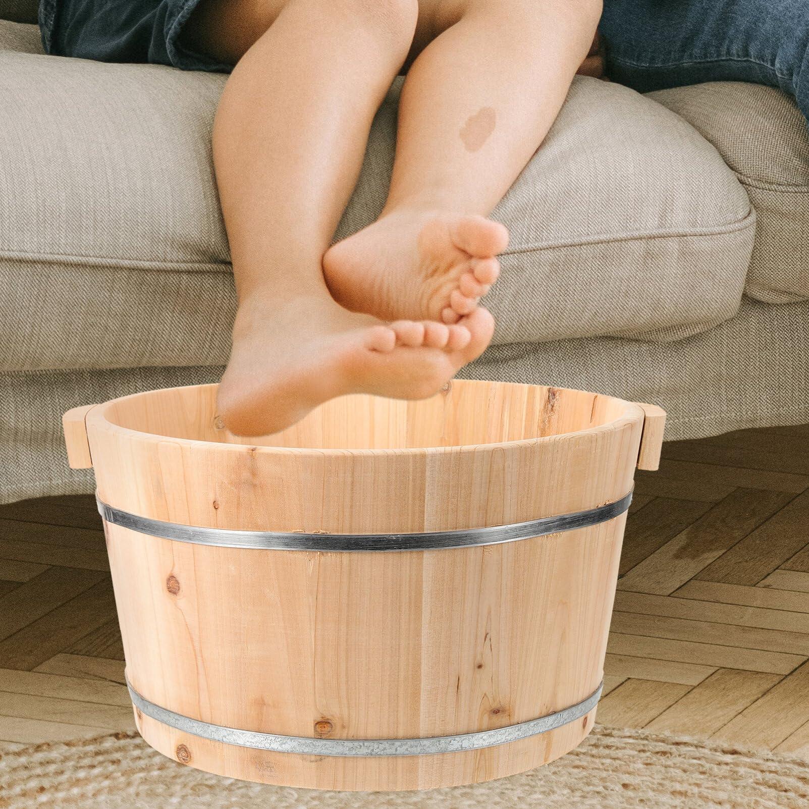 Angoily Angoily Wooden Foot Bath Bucket Wood Foot Tub for Soaking Feet Pedicure Bowl Foot Spa Massage Pedicure Barrels Foot Bath Basin Foot Soak Tub for Home Sauna 21cm