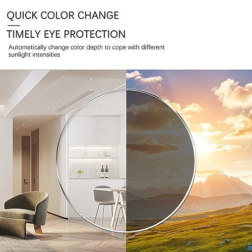 YIMI Photochromic Transition Nearsighted Distance Glasses For Men Women Spring Hinge Myopia Glasses Lightweight Negative Power Shortsighted Eyeglasses Black Full Frame Eyewear Anit UV & Glare Sunglasses