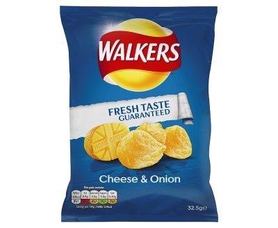 Walkers Walkers Crisps - Traditional British Bags of Walkers in Various Flavours- 24 x 32.5g (Cheese & Onion) by Walkers