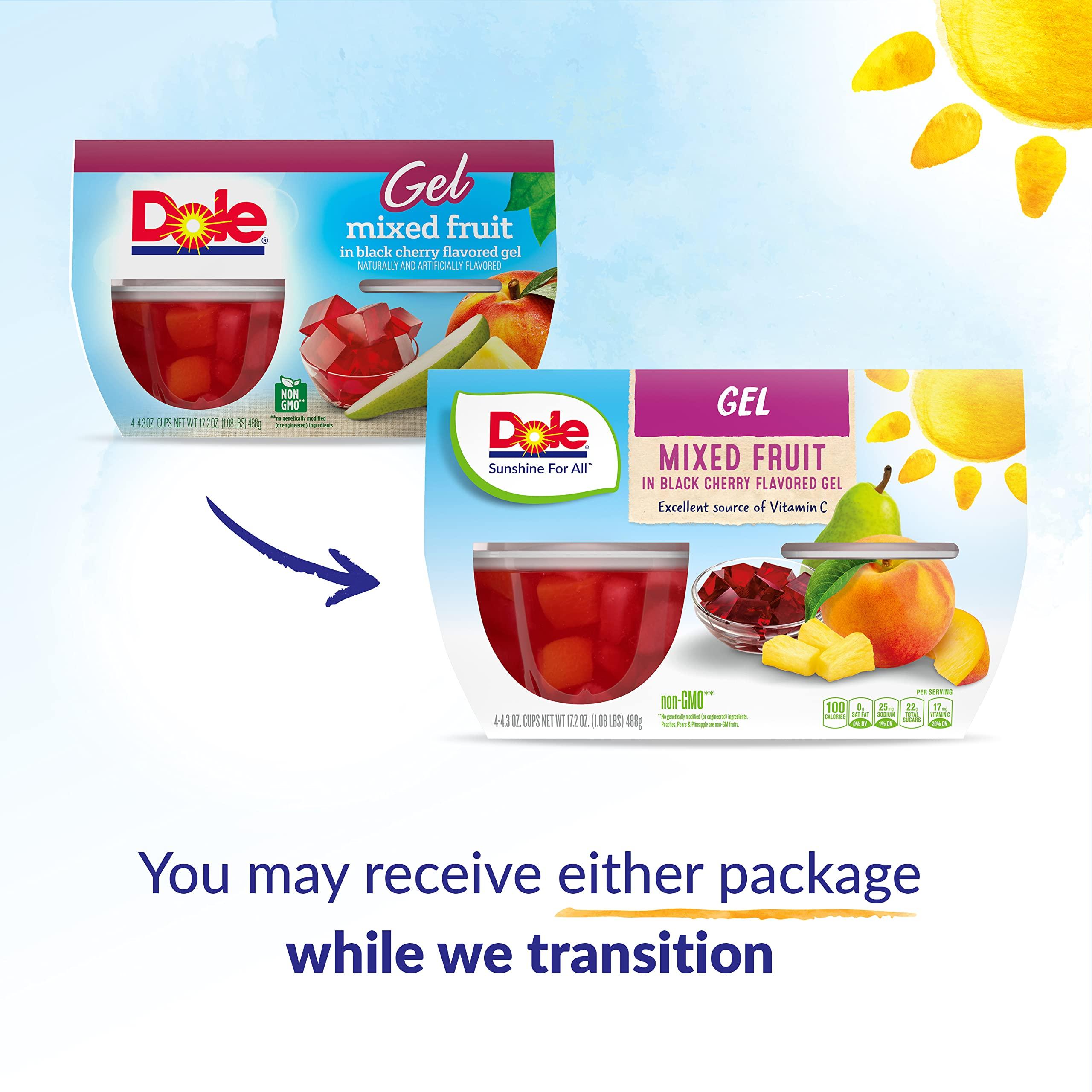 Dole Dole Fruit Bowls Mixed Fruit in Black Cherry Flavored Gel, Back To School, Gluten Free Healthy Snack, 4.3 oz, 24 Total Cups (Pack of 3)