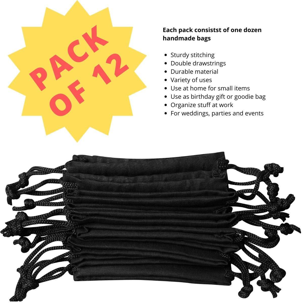 DR Drawstring Bags 12-Pack For Storage Pantry Gifts (4 x 6 inch - 12 pack)