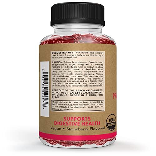Pomona Wellness Pomona Wellness Organic Probiotic Gummies for Kids, Supports Digestive and Immune Health Helps Minor Abdominal Discomfort & Bloating, Strawberry Flavor, USDA Organic, Vegan, Non-GMO, 30 Count (2 Pack)