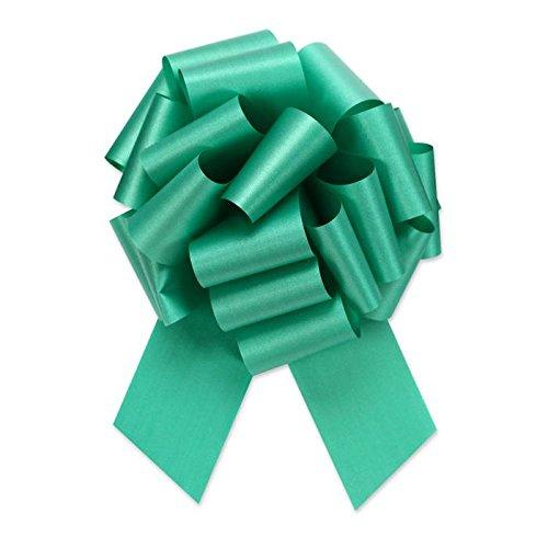 Golden Leaf Large Emerald Green Gift Wrap Pull Bows - 5\" Wide, Green Ribbon Big Pull Flower Bows for Christmas Gifts and Presents, Set of 6 (Emerald Green)