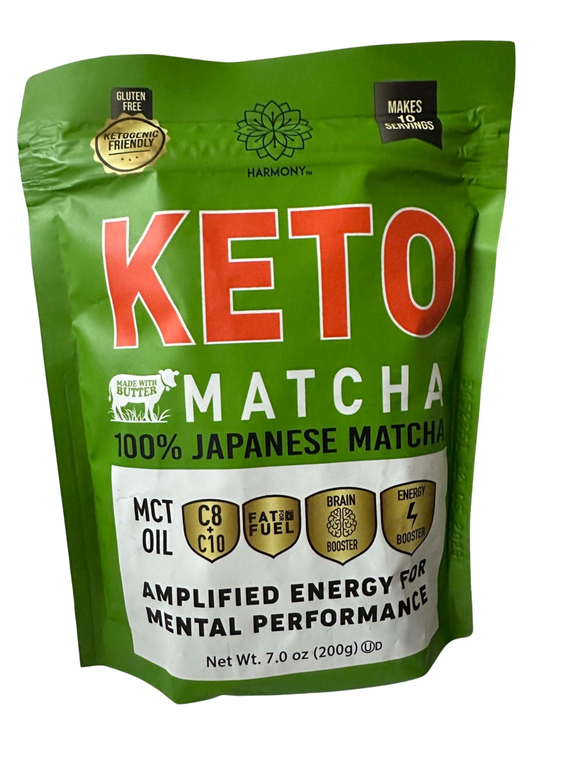 Harmony Proteins Harmony, Keto Matcha, Pure Japanese Matcha to Amplify Energy and Mental Performance, Instant Drink Mix Packet, 68mg of Caffeine per Serving, 7.76 OZ Tub, 9 Servings
