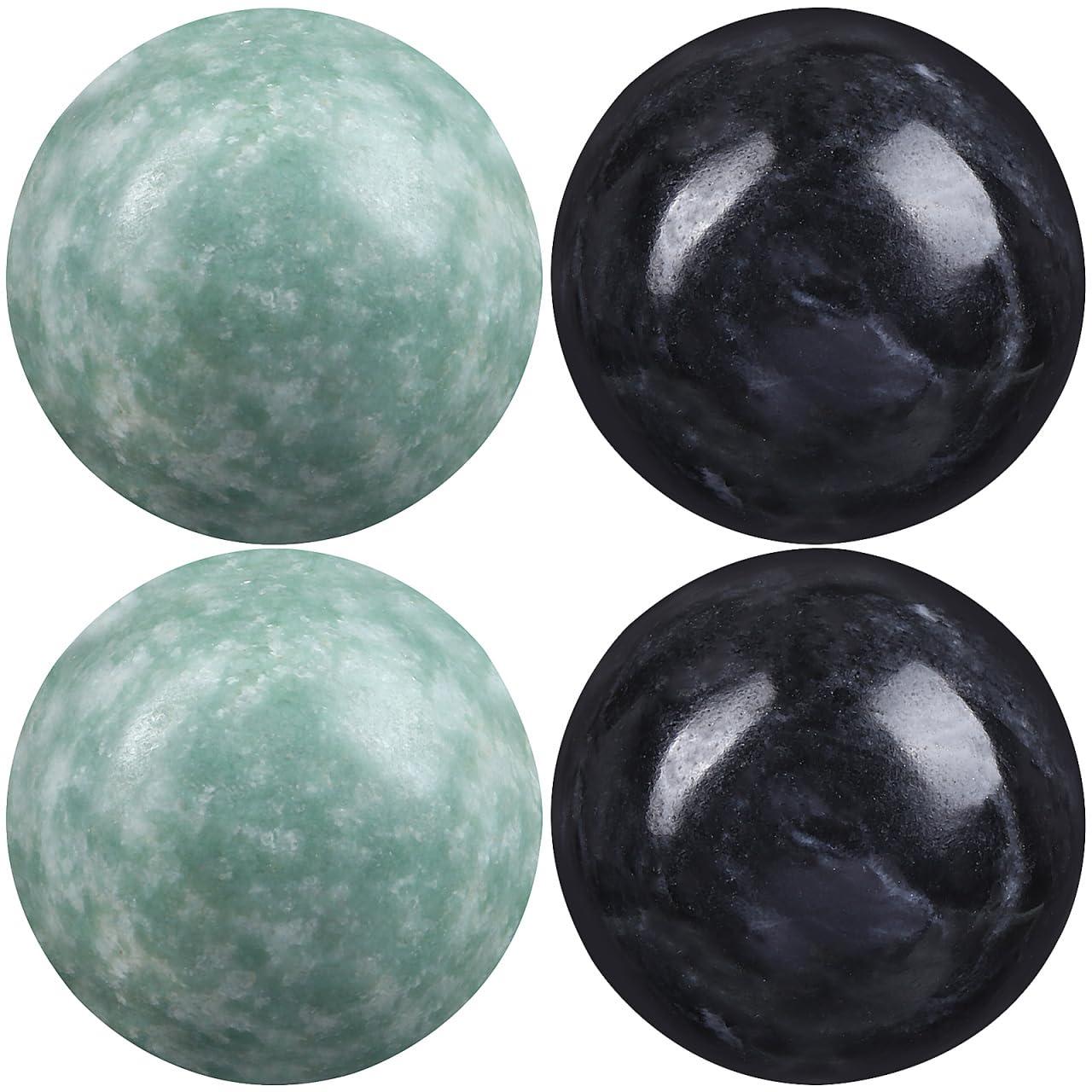 Healifty Healifty Baoding Balls Pack of 4-1.4 inch Chinese Balls for Hand, No Chime Chinese Health Exercise Massage Balls (Green,Black)