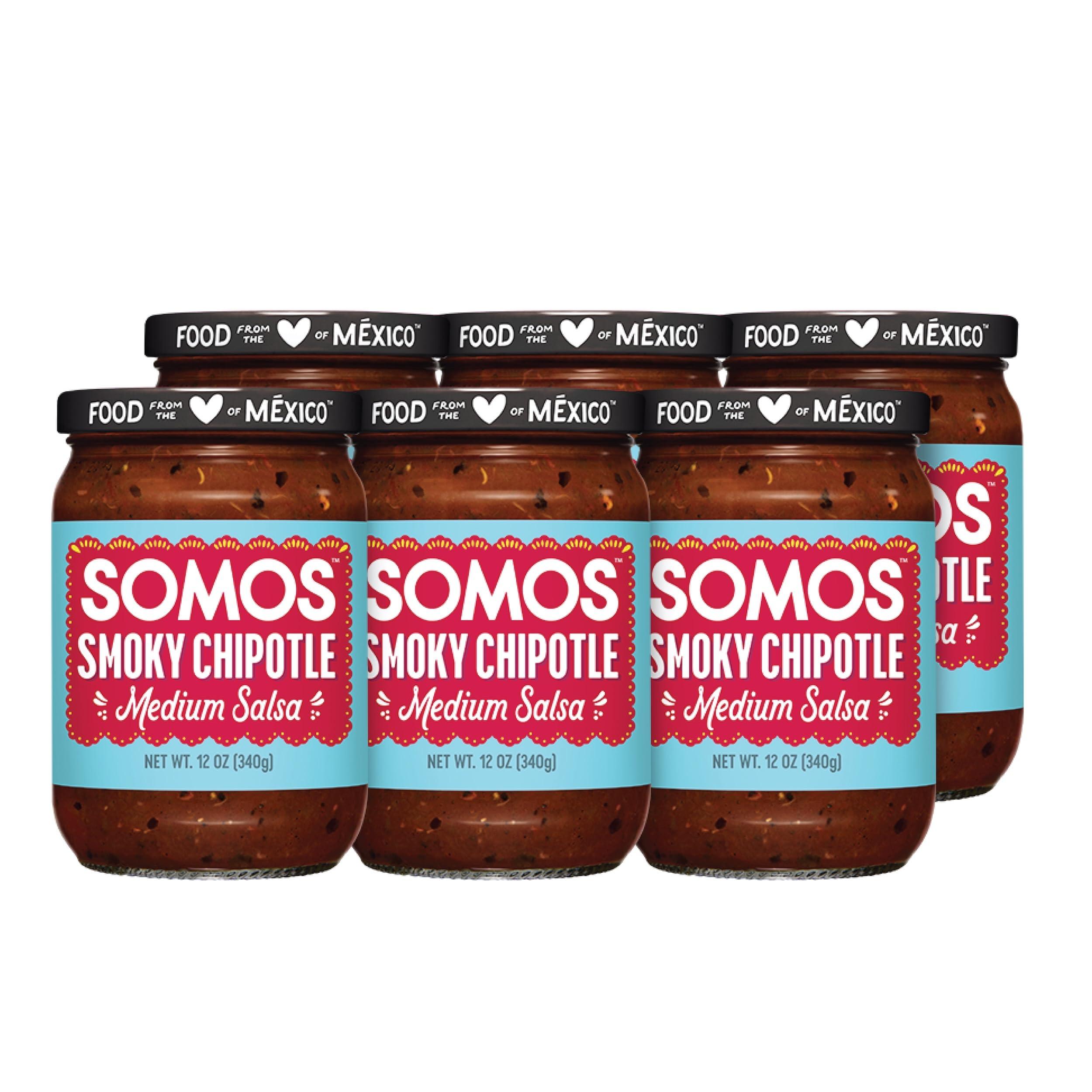 SOMOS SOMOS Cuatro Chiles Medium Salsa - Authentic Mexican Flavor & Trusted Quality Gluten Free, Non-GMO & Vegan - Perfect for Chip Dip, Tacos & Tostadas | 12 oz Jar (Pack of 6)