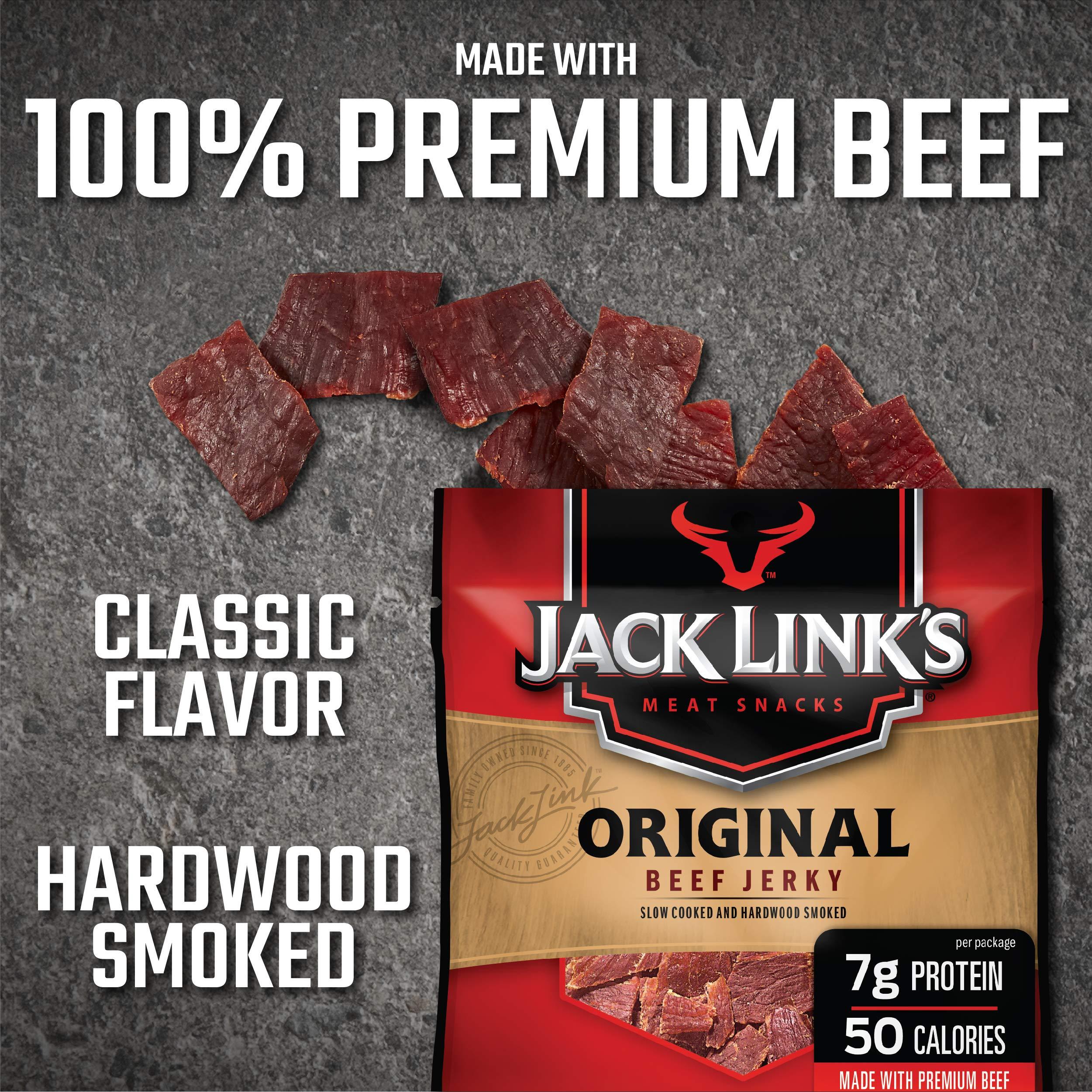 Jack Link\'s Jack Link\'s Beef Jerky 5 Count Multipack, Original, 5, 0.625 oz. Bags - Flavorful Meat Snack for Lunches, Ready to Eat - 7g of Protein, Made with 100% Beef - No Added MSG** or (Pack of 2)