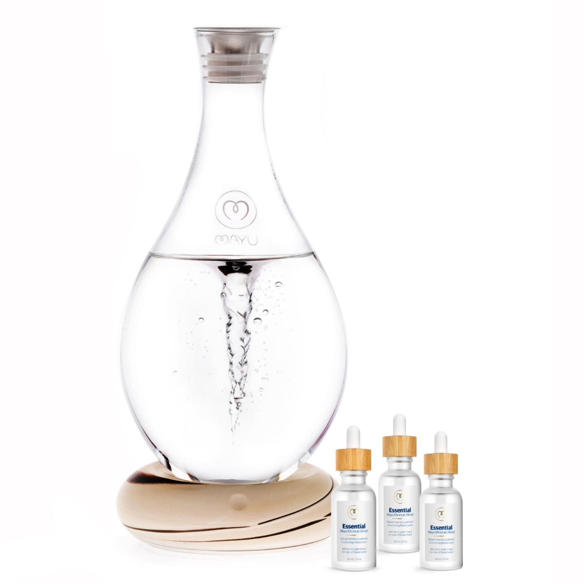 mayu MAYU Swirl Strctured Water Pitcher + Concentrated Ionic Trace Mineral Drops (3pack)