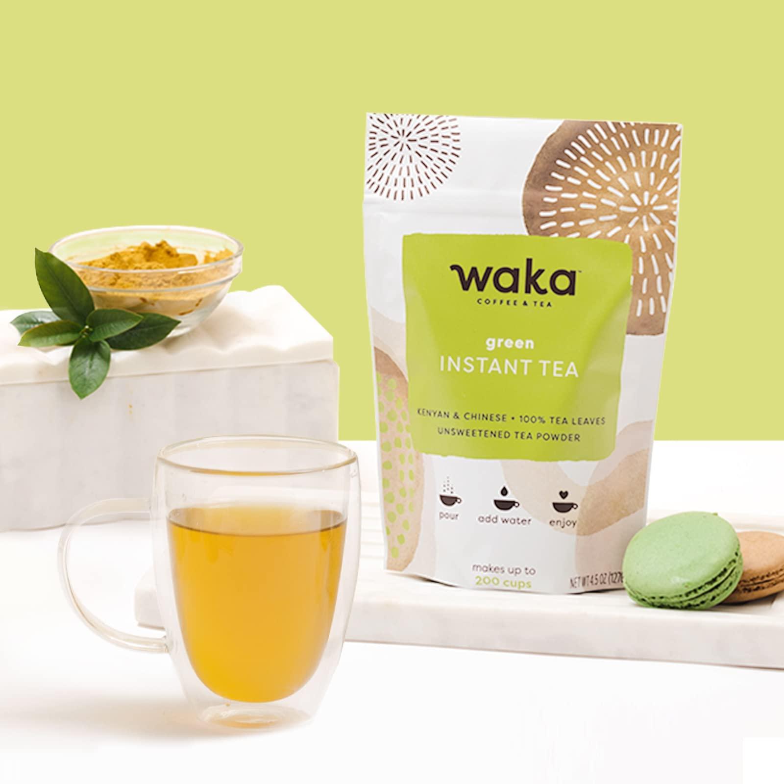 Waka Coffee Waka Instant Tea Mix, 3 Bag Bundle - 100% Tea Leaves, No Additives, Unsweetened Tea Powders - Classic, Raspberry Flavored, Lemon Flavored Green (4.5oz Each)