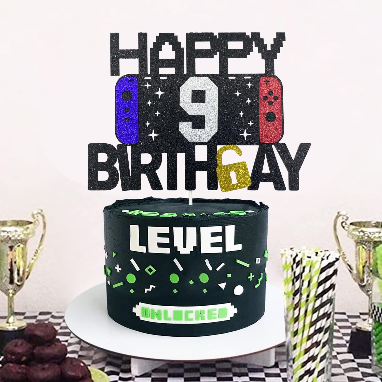keonsatrz Happy 9th Birthday Video Game Cake Topper for Kids Boys Girls 9-Years-Old Birthday Party Decoration - Level 9th Birthday Cake Topper (happy 9th birthday)