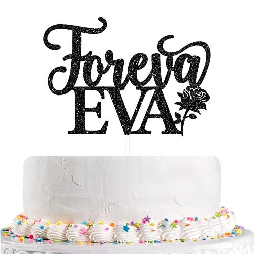 Talorine Talorine Foreva Eva Cake Topper, Wedding Rehearsal Cake Topper Supplies, Engagement, Bridal Shower, Bachelorette Party Cake Decoration Supplies (Black Glitter)