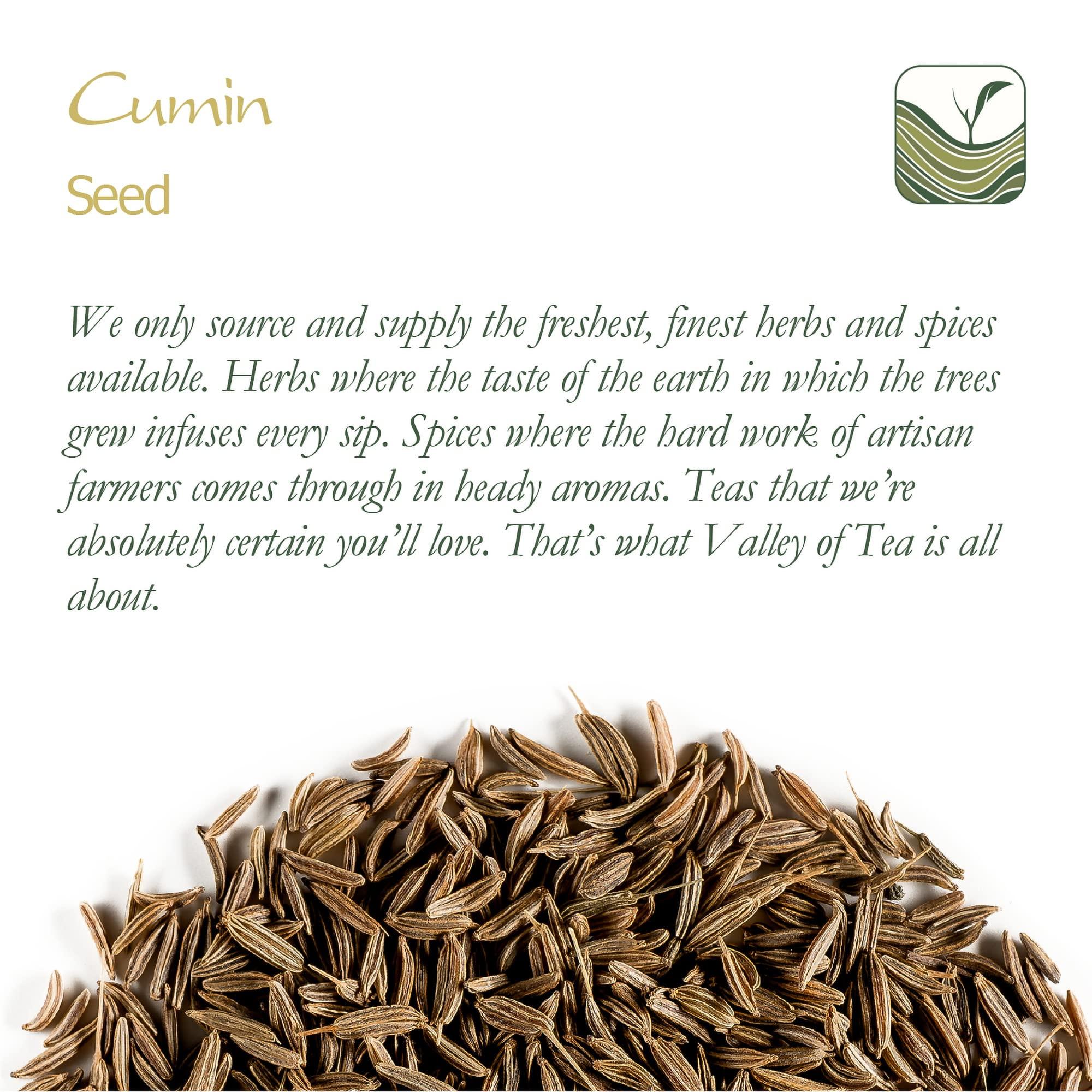 Valley of Tea Cumin Seeds Whole Organic Spice - Culinairy Seeds - Cuminum Cyminum - Whole Cumin Seed Cunin Cumin Seeds Organic Cummin Whole Cumin Spice 100g