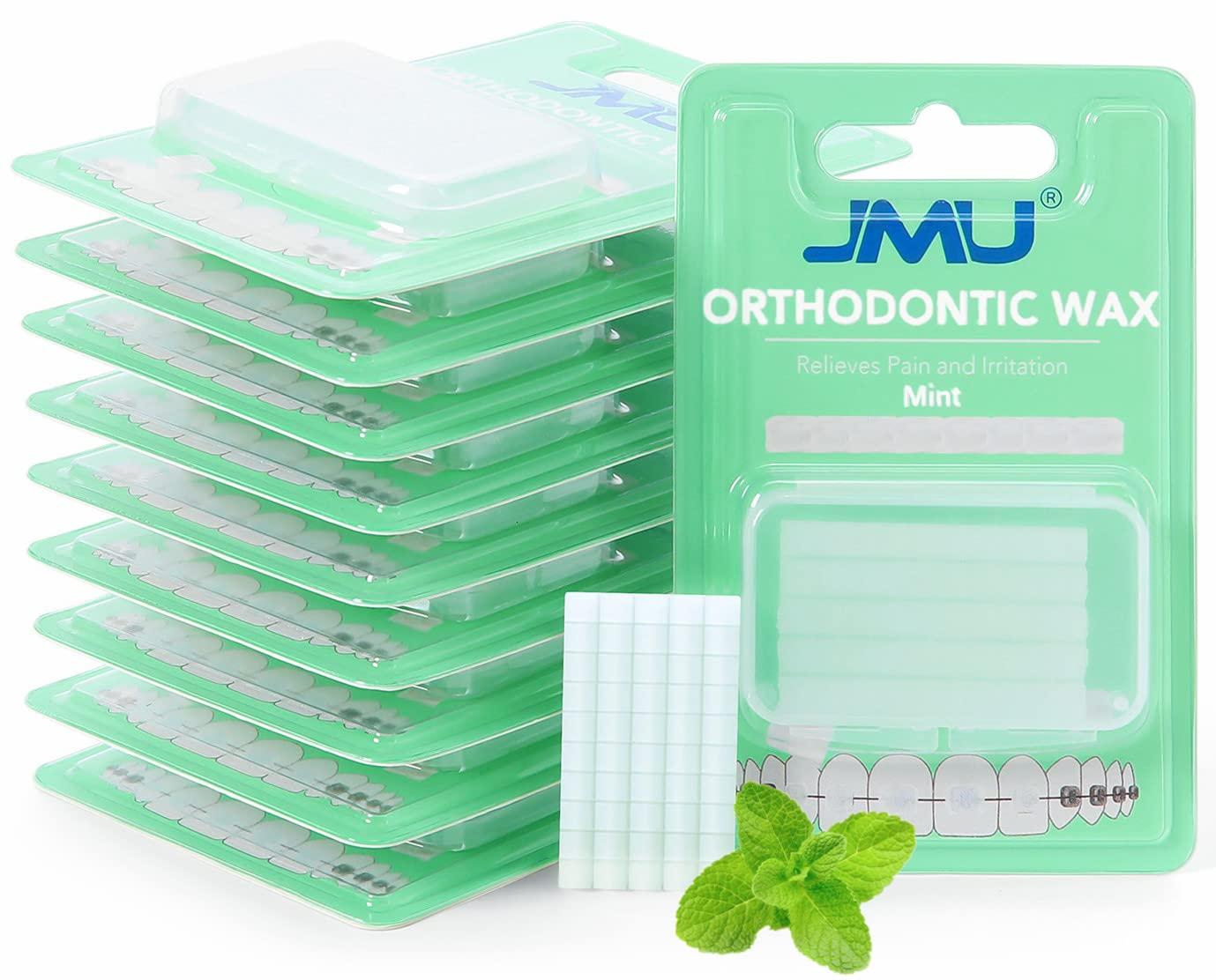 JMU JMU 10 Pack Orthodontic Wax, Precut Braces Wax, Dental Wax Braces Mint Flavored