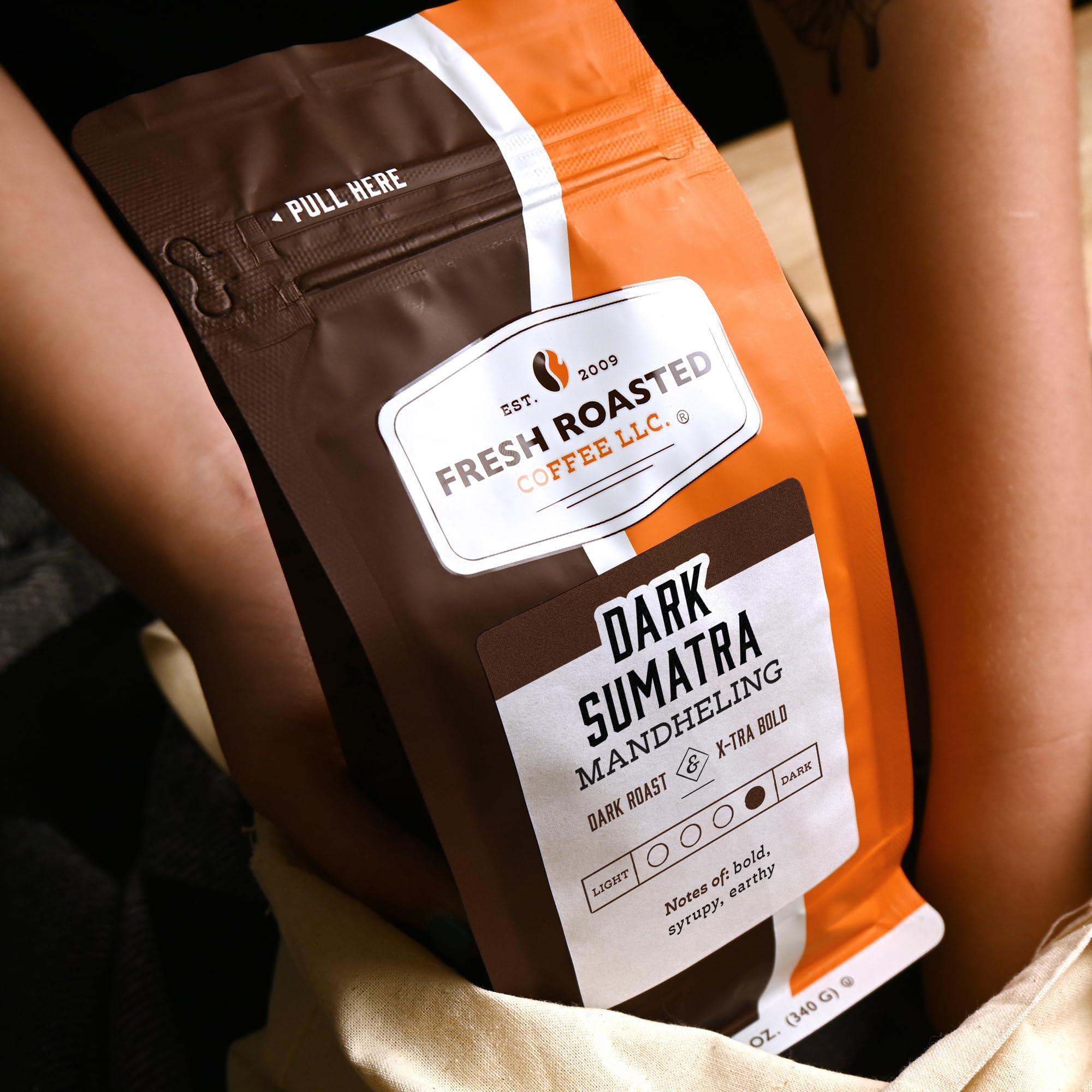 Fresh Roasted Coffee Fresh Roasted Coffee,100% Dark Sumatra Mandheling | 12 oz | Single Origin | Dark Roast | Kosher | Ground