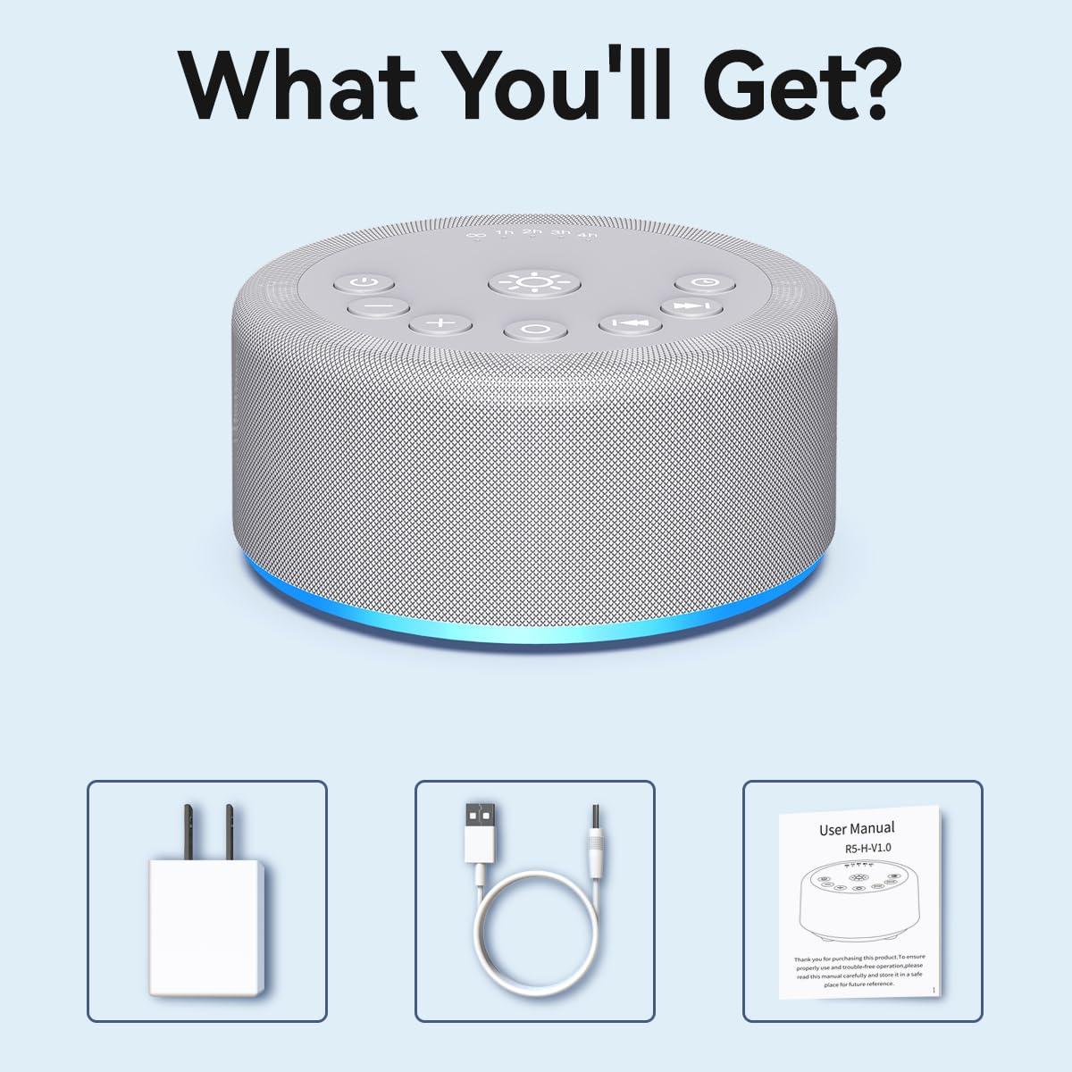 Hushing Sound Machine Night Light White Noise Machine 30 Non Looping Sounds 12 Lights 5 Timers 36 Adjustable Volume Memory Function Brown Noise Sleep Sounds Machine for Baby Kids Adult & Home Office Travel