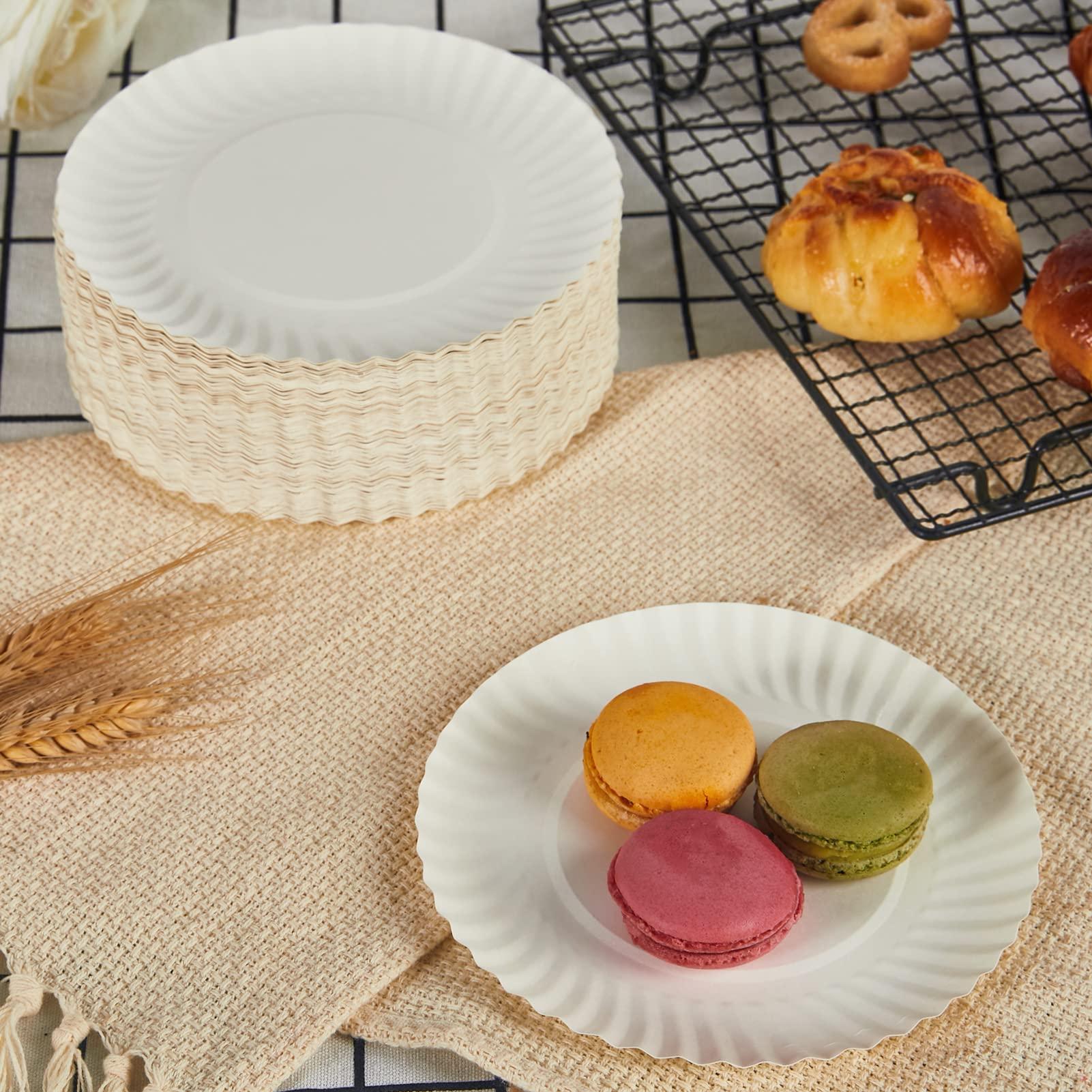 FOCUSLINE FOCUSLINE 6 Inch White Paper Plates 500 Count, Uncoated Paper Plates, Everyday Disposable Dessert Plates 6" Paper Plate Bulk, Pack of 500 Count