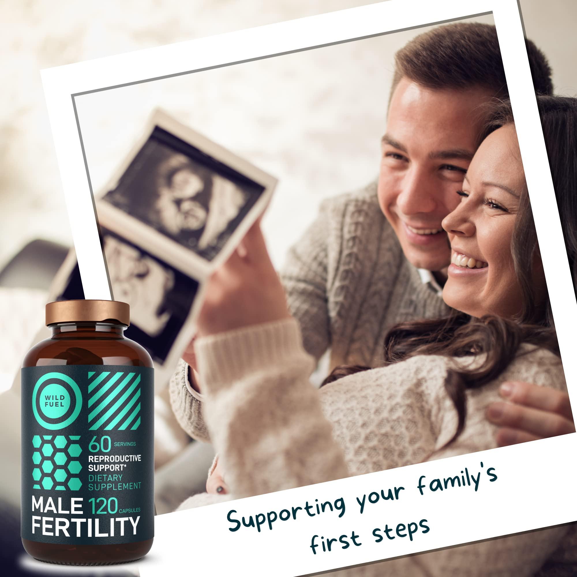 WILD FUEL Fertility Supplements For Men Prenatal Vitamin - Maca Root, Ashwagandha, L Arginine, Zinc, Plus Naturals Conception Men Fertility Vitamins and Male Fertility Support Supplements - 120Caps for 2 Months