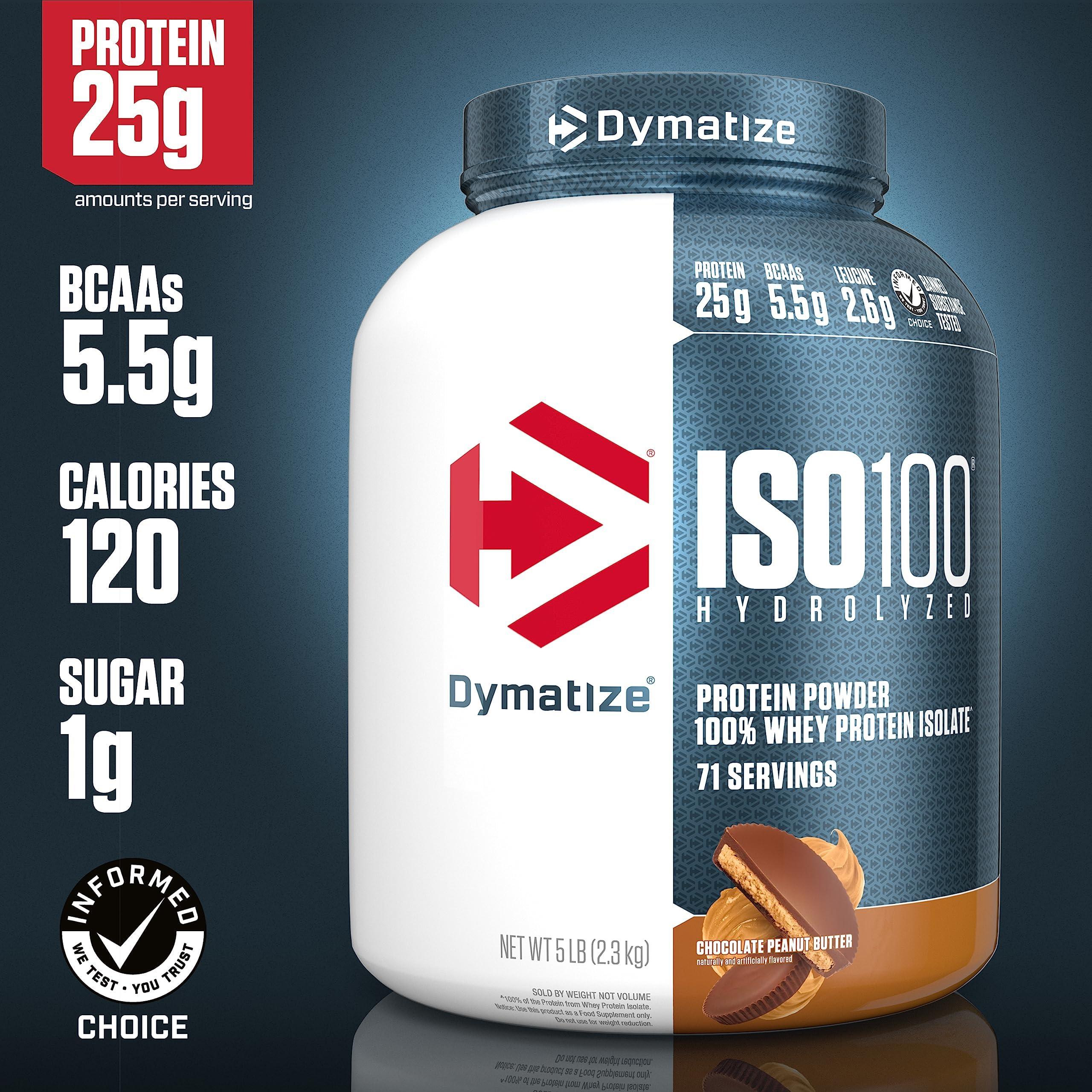 Dymatize Dymatize ISO 100 Whey Protein Powder with 25g of Hydrolyzed 100% Whey Isolate, Chocolate Peanut Butter, 5 Pound