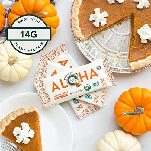 ALOHA ALOHA Organic Plant Based Protein Bars - Pumpkin Spice, Vegan, Low Sugar, Gluten-Free, Low Carb, Non-GMO, No Stevia, No Erythritol - LIMITED EDITION, 12 Count (Pack of 1)