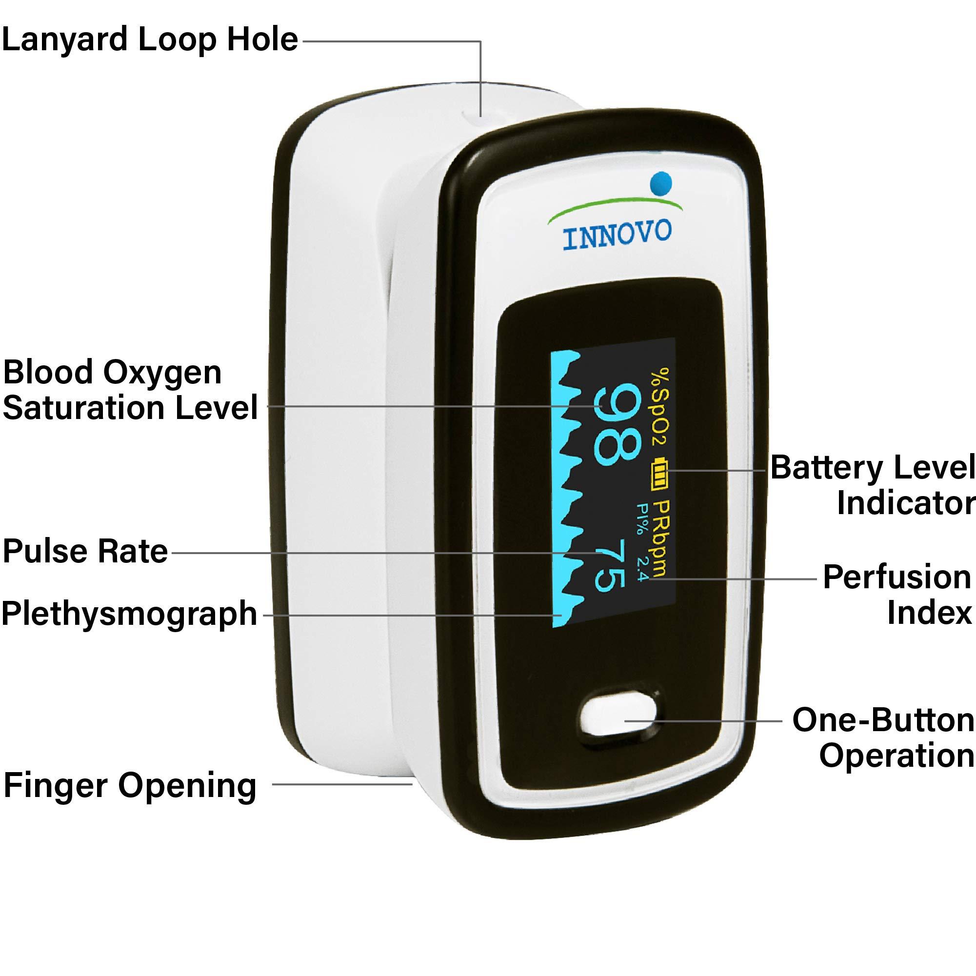 Innovo Innovo Medical Deluxe Fingertip Pulse Oximeter and Touchless Digital Forehead Thermometer Bundle