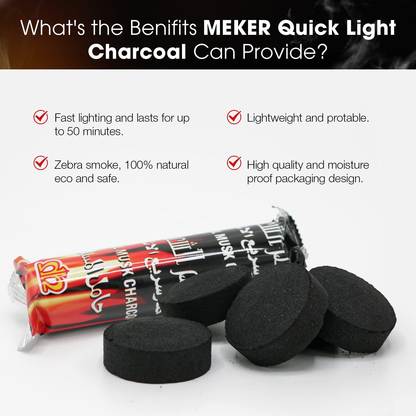 MEKER MEKER Quick Light Charcoal Briquettes, Charcoal Disk Lights, 33 mm Nature Coal Disks, Instant Fire Coal Tablet, Charcoal Burner (100Pcs)
