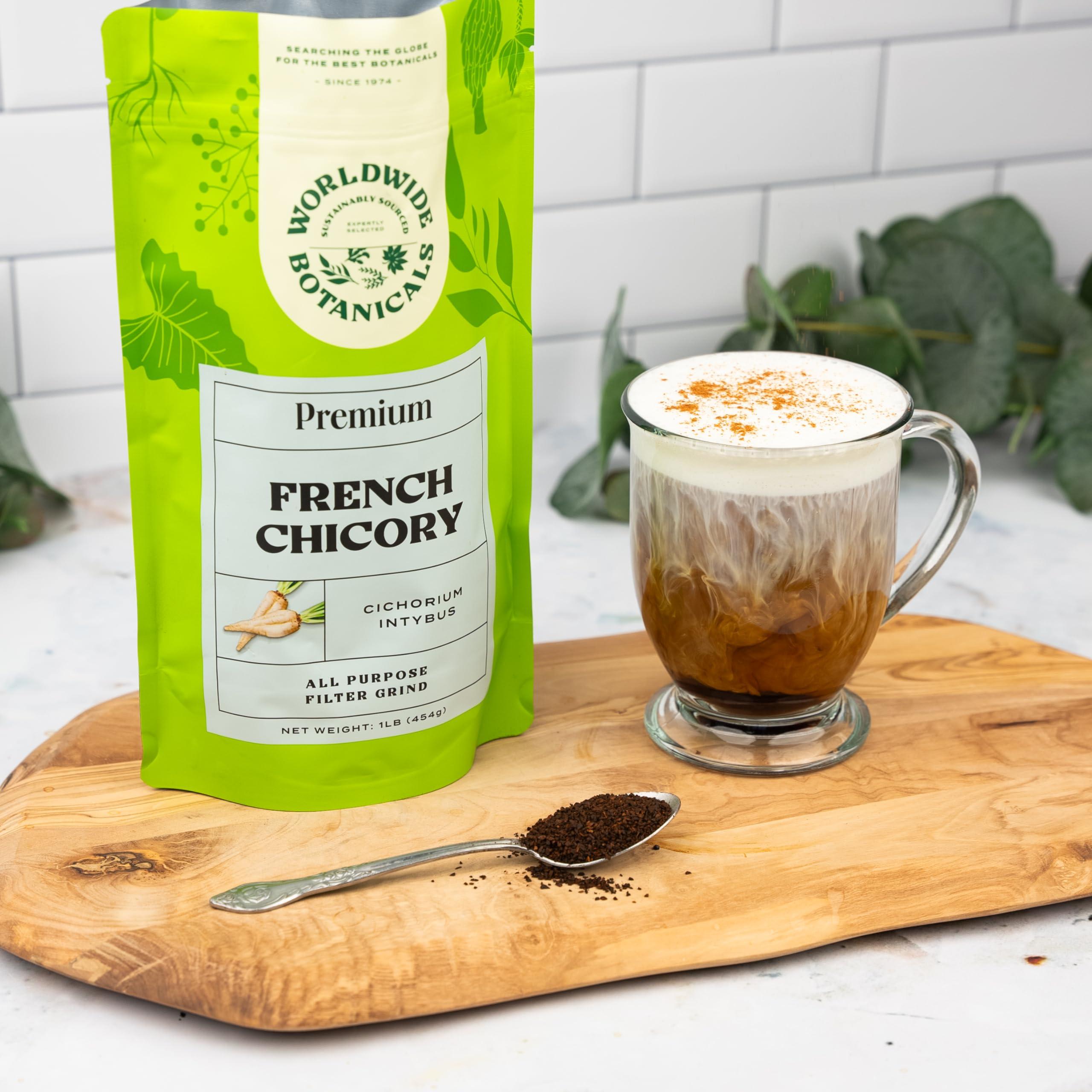 Worldwide Botanicals Worldwide Botanicals French Chicory Root, 1 Pound - Brew Like Coffee, Blend Roasted Chicory Root With Coffee, Prebiotic, Acid Free, Caffeine Free, Kosher