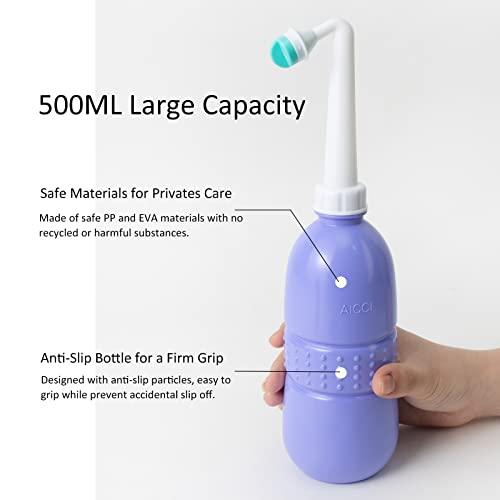 aicci aicci Peri Bottle for Postpartum Care, Portable Travel Bidet for Women, 17oz Large Capacity Perineal Bottle for Feminine Hygiene with Travel Bag and Angled Nozzle (Purple)