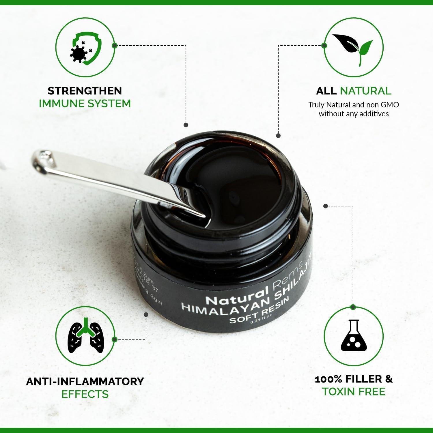 Natural Rems Natural Rems Organic Shilajit - Shilajit Pure Himalayan Organic - Pure Shilajit Fulvic Acid Supplement - Shilajit Energy and Focus Supplement - Holistic Health Supplements