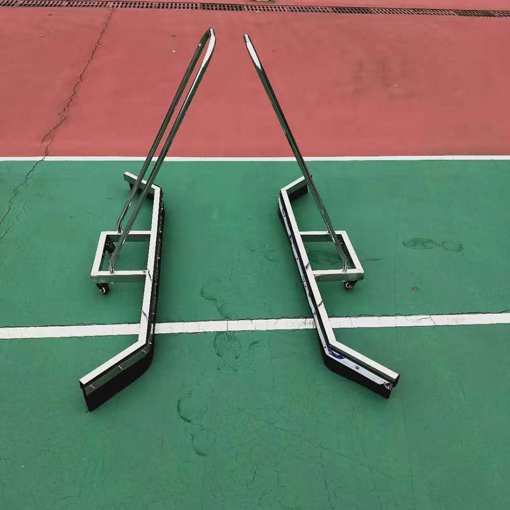 FOZCJS Tennis Court Squeegee, Stainless Steel Sport Squeegee Sweepe Floor Water Remover Rain Shuttle Squeegee Broom for Sport Courts, Garages, Flat Floor, Silver