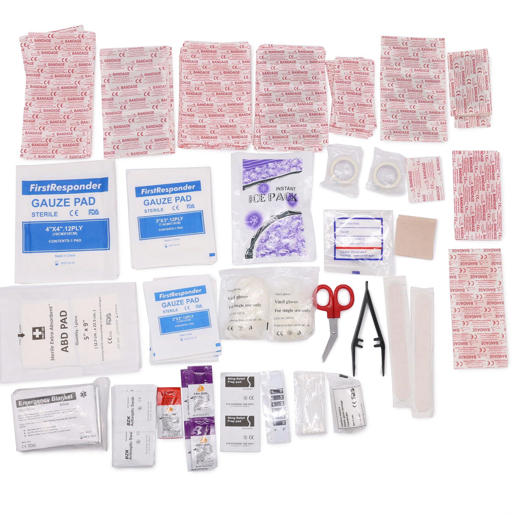 DMI DMI 298-Piece Complete Emergency First Aid Kit, Treats Pain, Swelling, Cuts, Scrapes & Burns, Complete First Aid Guide Included, Clear Pocket Organization, Durable Zippered Travel Bag