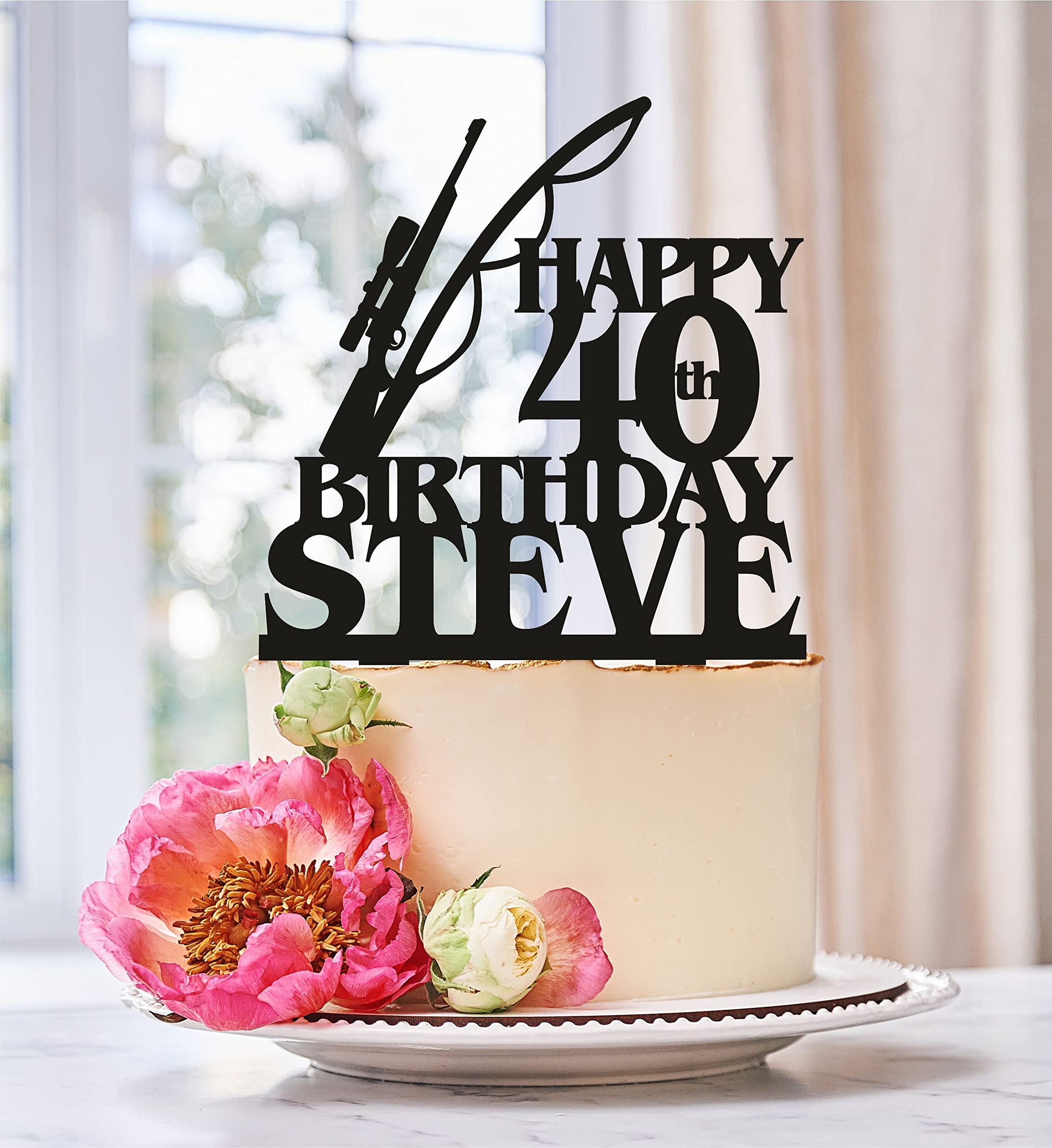 UTF4C Hunting and Fishing Cake Topper, Wedding Cake Topper, Birthday topper, Grooms Cake Topper, Cake Topper with Number, Hunting Birthday 0432