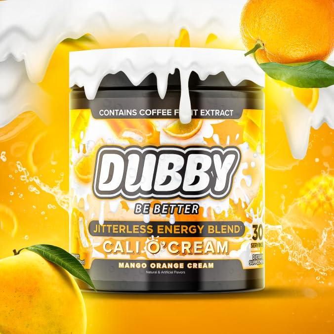 Dubby Dubby - Gamer Energy Drink Powder for Gaming - Sugar Free Energy Drinks, Nootropics Jitter-Free Natural Energy Powder, Mango Orange Cream Flavor, 30 Serving, 5.61 Ounces (Cali Cream)