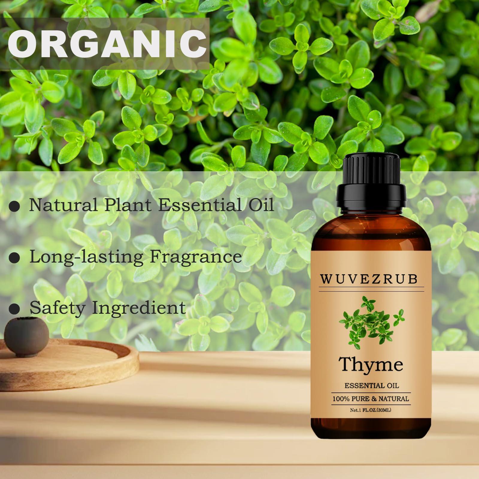 Wuvezrub Thyme Essential Oils Organic, 30ML Pure and Natural Thyme Essential Oil for Aromatherapy Diffuser - Thyme /1 Fl Oz