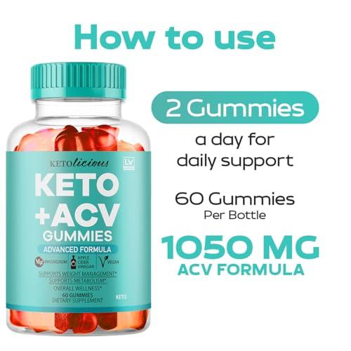 LIVORKA Ketolicious Keto ACV Gummies Advanced Formula, Ketolicious Gummies, 60 Gummies for 1 Month