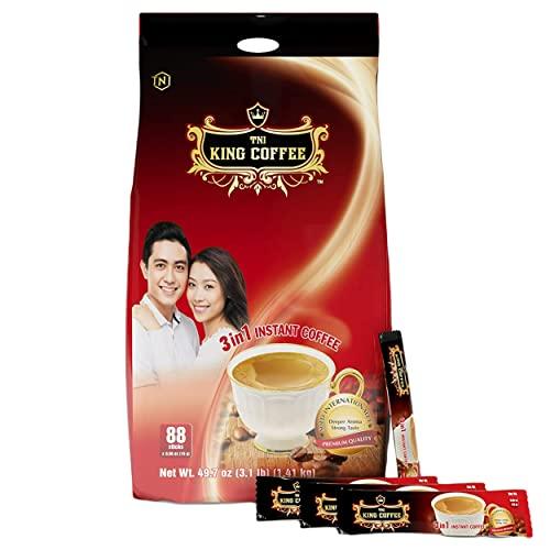 TNI King Coffee King Coffee Premium Instant Coffee - 3 in 1 Vietnamese Coffee Blend w/ Creamer & Sugar - 88 Single Serve Instant Coffee Packets (1 Bag - 88 Sticks)