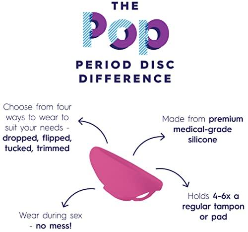 PopCup Pop Menstrual Disc | Reusable Period Disc | Medical-Grade Silicone | Tampon, Pad, and Cup Alternative | Capacity of 6 Super Tampons (Small, Pink)