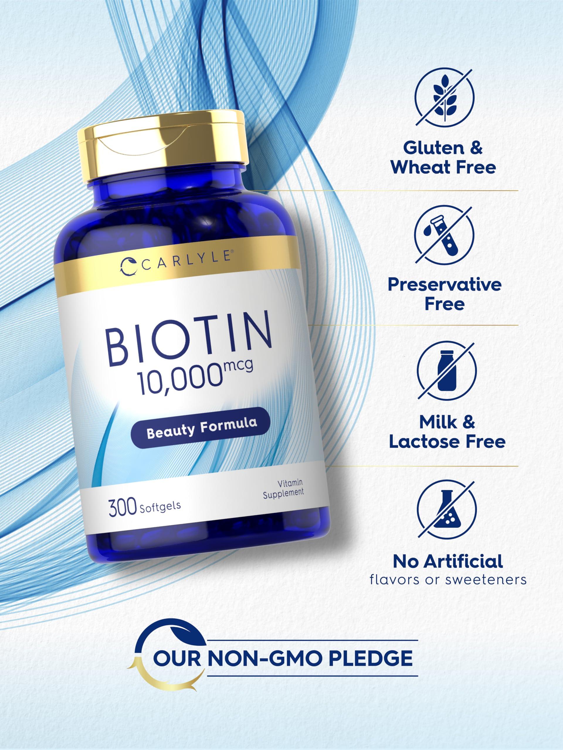 Carlyle Carlyle Biotin 10000mcg | 300 Softgels | Max Strength | Non-GMO, Gluten Free Supplement