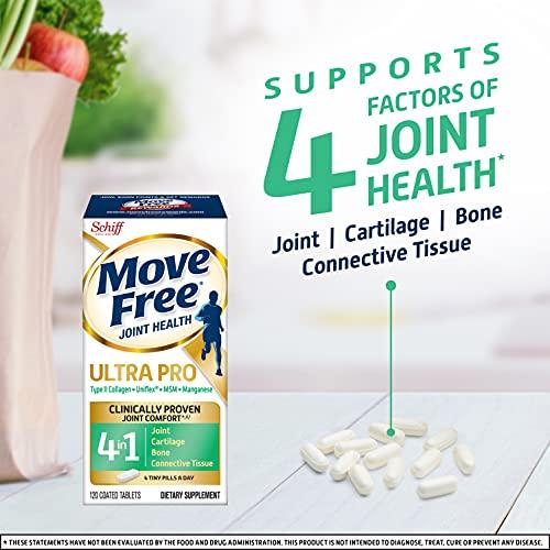 Move Free Move Free Ultra Pro with Quadruple Action Joint Support - Type 2 Collagen MSM Calcium Fructoborate & Manganese - Supports Joint Cartiliage Bone Connective Tissue, 120 Tablets (30 servings)