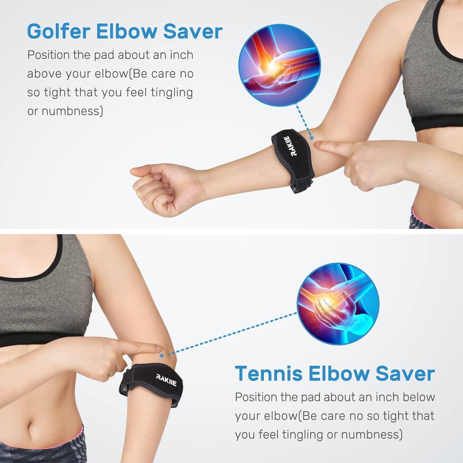 Rakiie Rakiie Tennis Elbow Brace for Tendonitis, Adjustable Golf and Tennis Elbow Strap for Men and Women, Blue 1 Pack