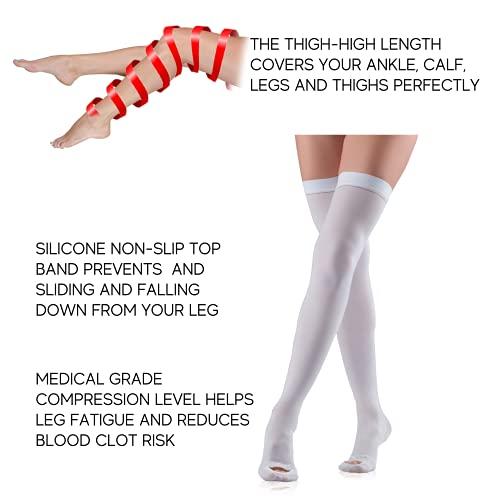invera invera Thigh High Compression Stockings, Unisex Ted Hose Socks, 15-20 mmHg Moderate Level (X-Large)